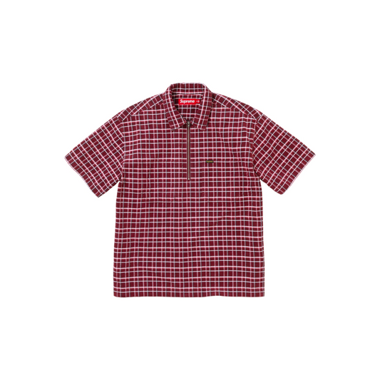 Supreme Plaid Corduroy Half Zip S/S Shirt 'Red'